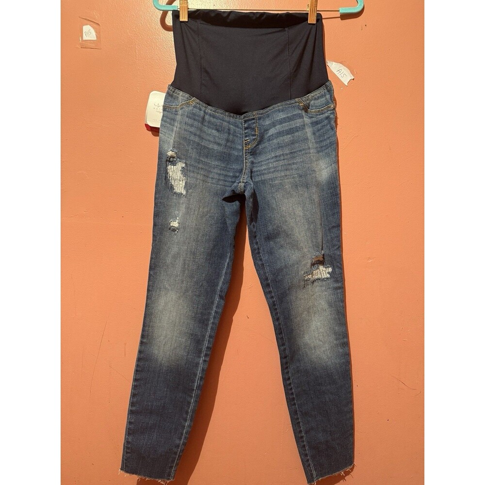 3/$15 Isabel Womens Maternity Jeans 4 Blue Jeggings Pregnancy Bottoms Crossover